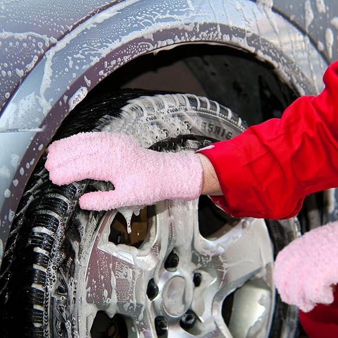 Bencailor 6 Pairs Microfiber Dusting Gloves, Dusting Cleaning Gloves Microfiber Gloves for Plants House Blinds Car Dust Mitt (Elegant Color,Medium)