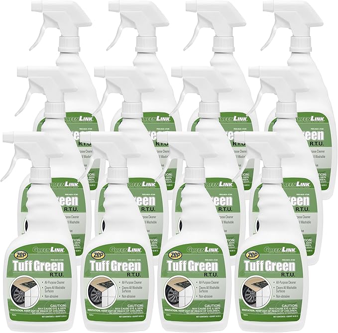 Zep Tuff Green RTU All-Purpose Cleaner - 32 oz (Case of 12) 65009 - Quickly Cuts Through Grease, Dirt and Heavy Soil to Allow Them to be Easily Wiped Away