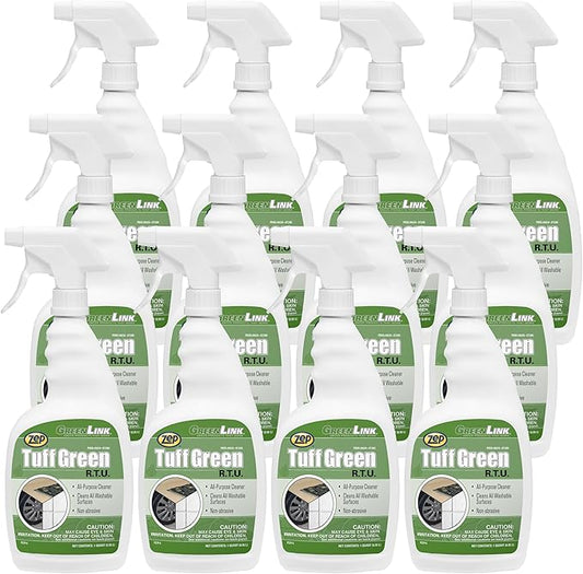 Zep Tuff Green RTU All-Purpose Cleaner - 32 oz (Case of 12) 65009 - Quickly Cuts Through Grease, Dirt and Heavy Soil to Allow Them to be Easily Wiped Away