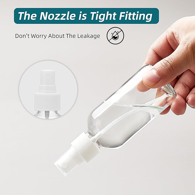 Clear Glass Spray Bottles 4 oz, Small Empty Spray Bottles for Essential Oils, Fine Mist for Face, Hair, Plants, Travel, Perfumes, Cleaning Solutions - 4 Pack