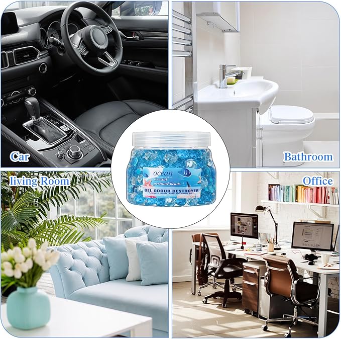 Timgle 12 Pack Odor Eliminator Gel Beads Bulk 10 Ounces Air Freshener Gel Beads Odor Eliminator for Home, Bathrooms, Cars, Boats and Pet Areas(Ocean Scent)