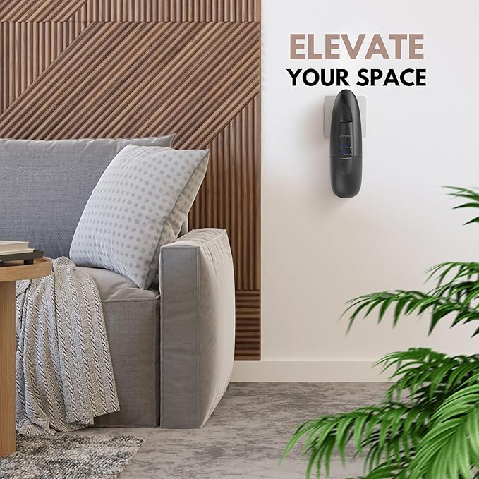 Levona Scent Abela 100 - Essential Oil Diffuser & Plug in Air Freshener for Home, Office and Hotel Use, Waterless Diffuser & Nebulizer - Matte Black, 500 sqft (Button Control, Oil Not Included)