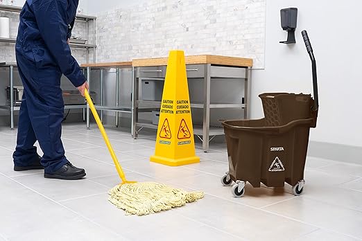 Carlisle FoodService Products Omnifit Mop Bucket with Side Press Wringer for Floor Cleaning, Kitchens, Restaurants, Office, And Janitorial Use, Polypropylene (Pp), 35 Quarts, Brown