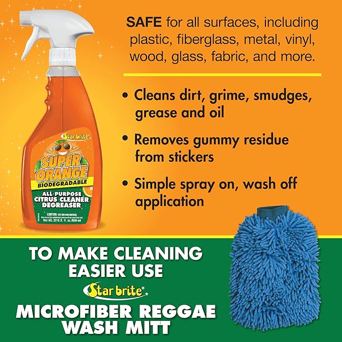 STAR BRITE Super Orange All-Purpose Citrus Cleaner Degreaser - Remove Dirt, Grime, Grease, Smudges, Oil & Gummy Residue - Biodegradable