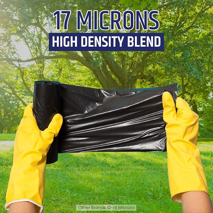 BAG UP Solutions Stronghold Trash Bags, Garbage Bags, Bin Liners, For Domestic & Office Use, 13-16 Gallons, 24 x 33 Inches, 500 Bags, Black