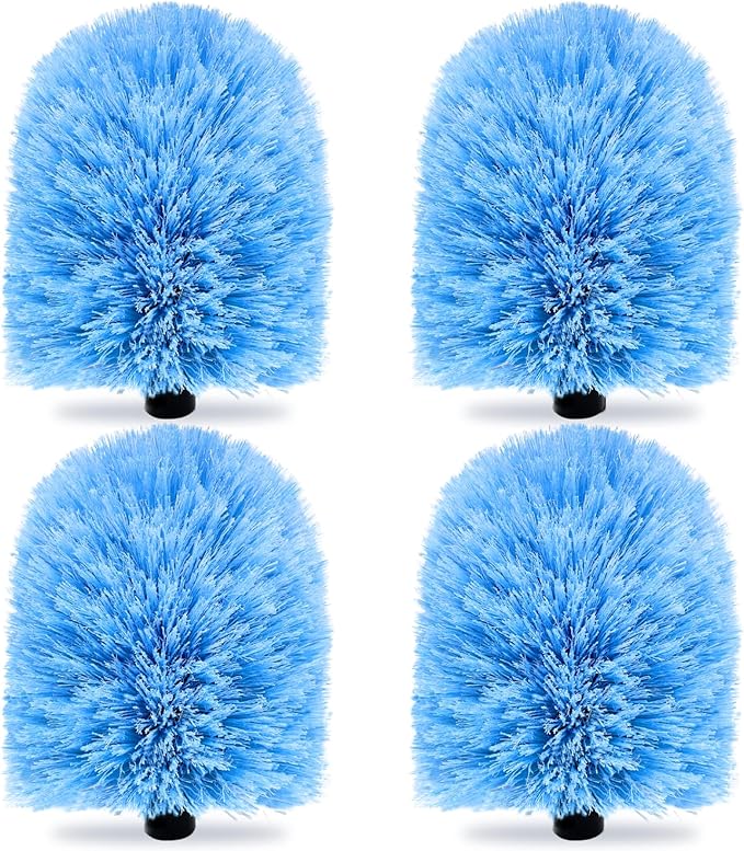 4 Pack Screw on Webster Cobweb Duster Head for Pole,Spider Web Remover Brush, Cobweb Duster Head Attachment,Fits Standard 3/4 inch Threaded Poles(Big, Blue)