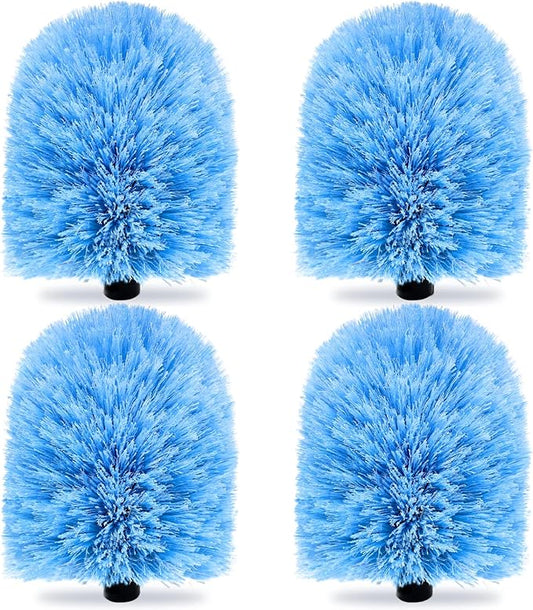 4 Pack Screw on Webster Cobweb Duster Head for Pole,Spider Web Remover Brush, Cobweb Duster Head Attachment,Fits Standard 3/4 inch Threaded Poles(Big, Blue)