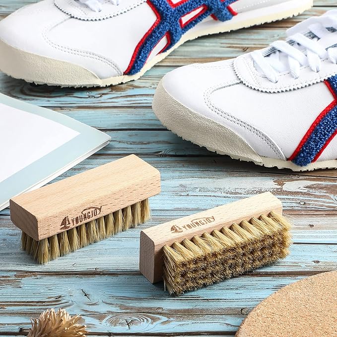 YoungJoy Sneaker Cleaning Brush Shoes Shine Dauber Nylon/Horsehair/Boar Cleaner Brushes Crepe Applicators(Boar Bristle)