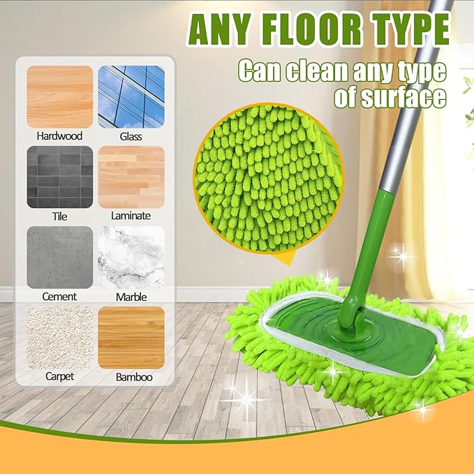 6PCS Reusable Microfiber Mop Pads Compatible with Swiffer Sweeper Mop,Reusable Dry Sweeping Cloths for Swiffer,Wet Mopping Pad Refills & Washable Dry Sweeping Cloths for Hardwood Floor/Tile Cleaning