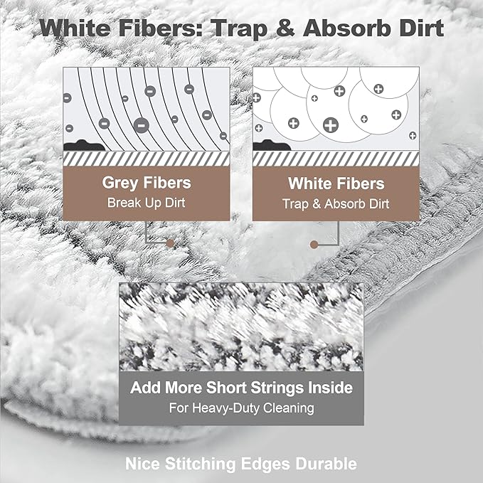 JOYMOOP Flat Mop Pads, Microfiber Mop Cleaning Pads, Washable Pads, Pads Replacement Flat Mop or Mop Bucket Set, Pack of 4 Refills 15inch - Grey and Stripe