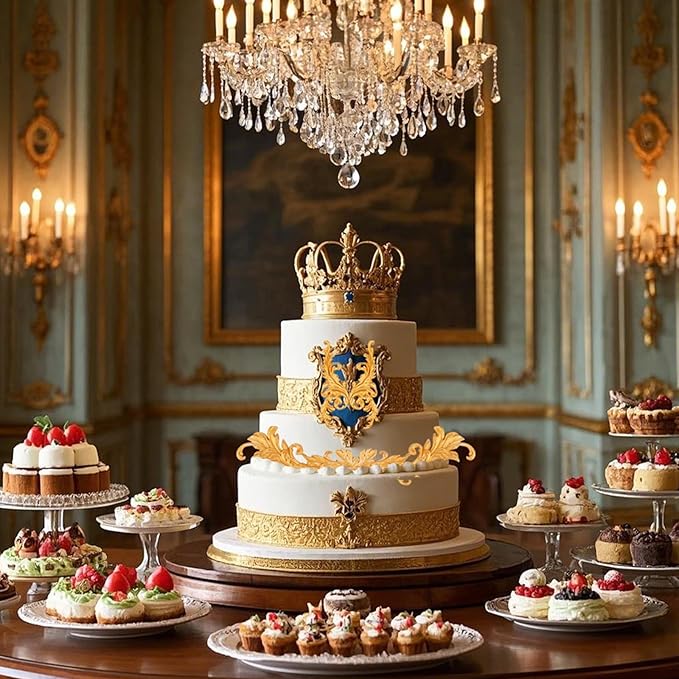 Baroque Silicone Fondant Molds, (4 Pack) Scrolls Border Feather Crown Corner Molds for Cake Decorating Polymer Clay