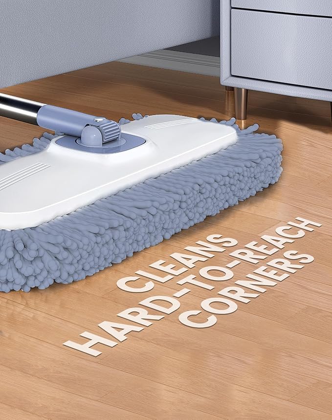 Flat Microfiber Mop and Bucket Set with Wringer, 360° Spin Mop for Floor & Wall Cleaning, 17.7x9in Wide Head, 2 Washable Pads, Hands-Free