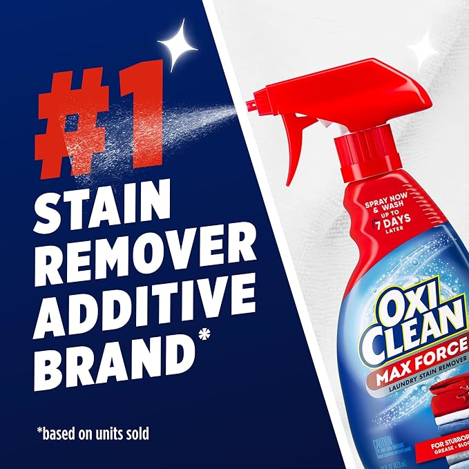 OxiClean Max Force Laundry Stain Remover Spray, Newborn & Baby Essentials, Stain Treater, 12 fl oz, 3-Pack