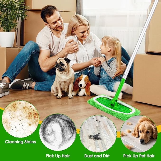 14Pcs Reusable Microfiber Mop Pads Compatible with Sweeper Mops,Dry Sweeping Cloths & Wet Mopping Pads Refills,Washable Mop Pads for Floor Cleaning