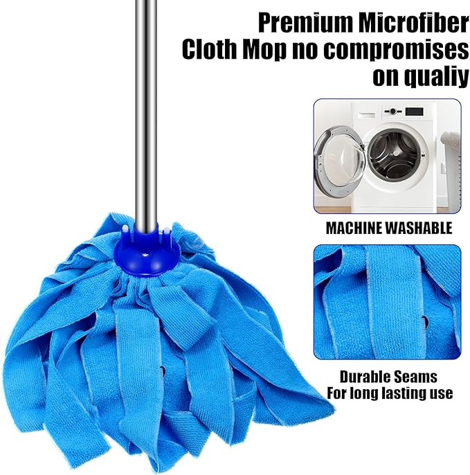 Yaomiao 12 Pcs Microfiber Mop Heads Replacement for 0.8 Diameter Handle Floor Cleaning Wet Dry Cotton Cloth Mop Head Refills for Industrial Commercial Cleaning