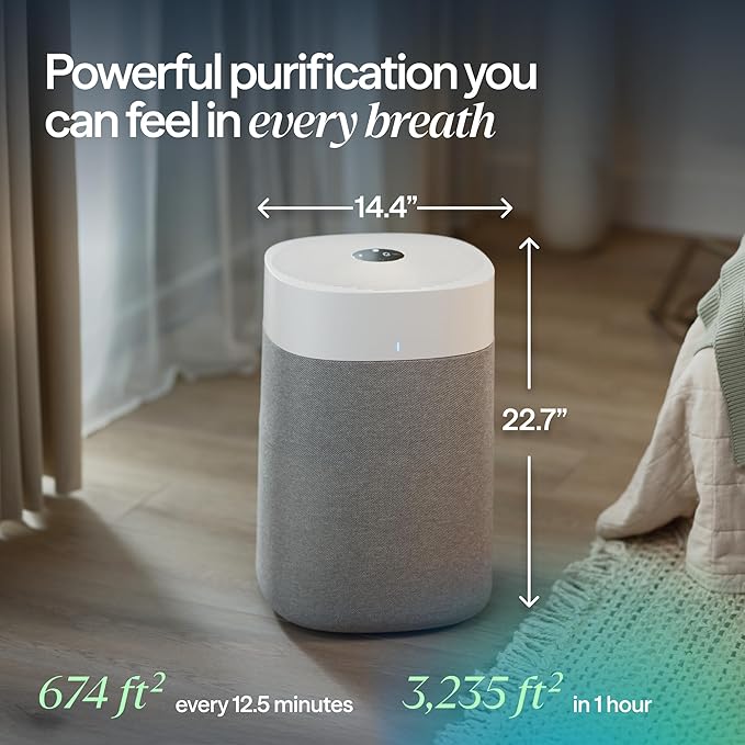 BLUEAIR Air Purifiers for Large Rooms, Cleans 3,048 Sqft In One Hour, HEPASilent Smart Air Cleaner For Home, Pets, Allergies, Virus, Dust, Mold, Smoke - Blue Pure 211i Max