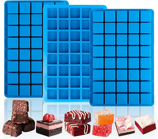 Sidosir 3Pcs Square Caramel Candy Mold Silicone, 40-Cavity Gummy Silicone Molds for Fat Bombs, Chocolate Truffles Mold for Hard Candy, Ice Cube