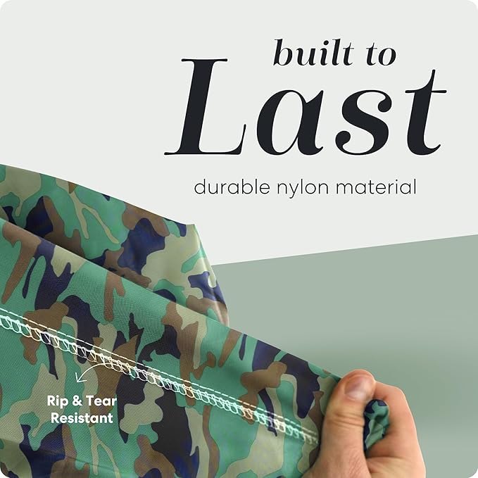 Nylon Laundry Bag - Locking Drawstring Closure and Machine Washable. These Bags will Fit a Laundry Basket or Hamper and Strong Enough to Carry up to Three Loads of Clothes. (Camouflage)