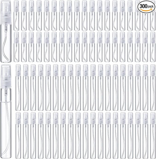 Tanlade 300 Pcs 5ml/10ml Mini Spray Bottles Clear Glass Perfume Atomizer Sprayer Bottles Portable Perfume Travel Refillable Bottle for Travel Pocket Dispenser Container