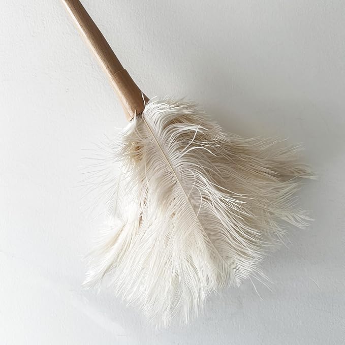 19.7 Inch Ostrich Feather Duster – Soft Dusting Brush for Home, Office, and Furniture Cleaning (Off White)