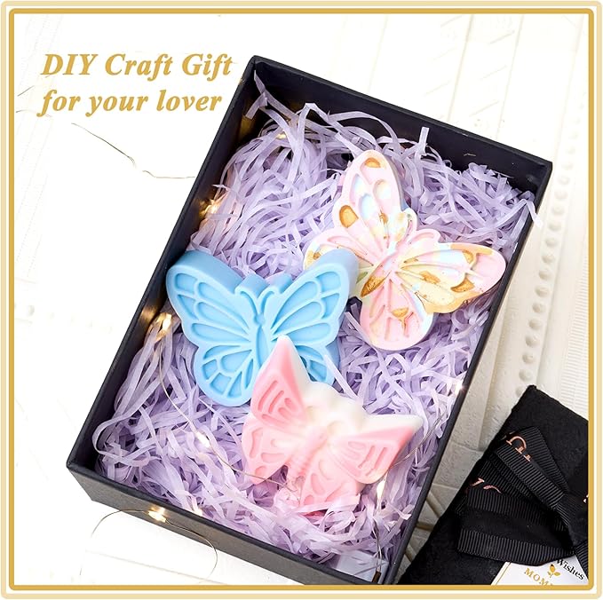 Butterfly Silicone Mold 2 Pack Candle Molds for Candle Soap Making Craft Supplies 3D Butterfly Epoxy Resin Casting Mold Plaster Cement Ornaments Mould Home Art Decor