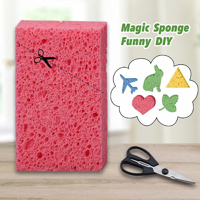Temede Cellulose Sponges,Heavy Duty Scrub Sponges,Non-Scratch Kitchen Sponges for Dish,Colorful Compressed Dish Scrubber Sponge for Household,Cookware,Bathroom,6pcs