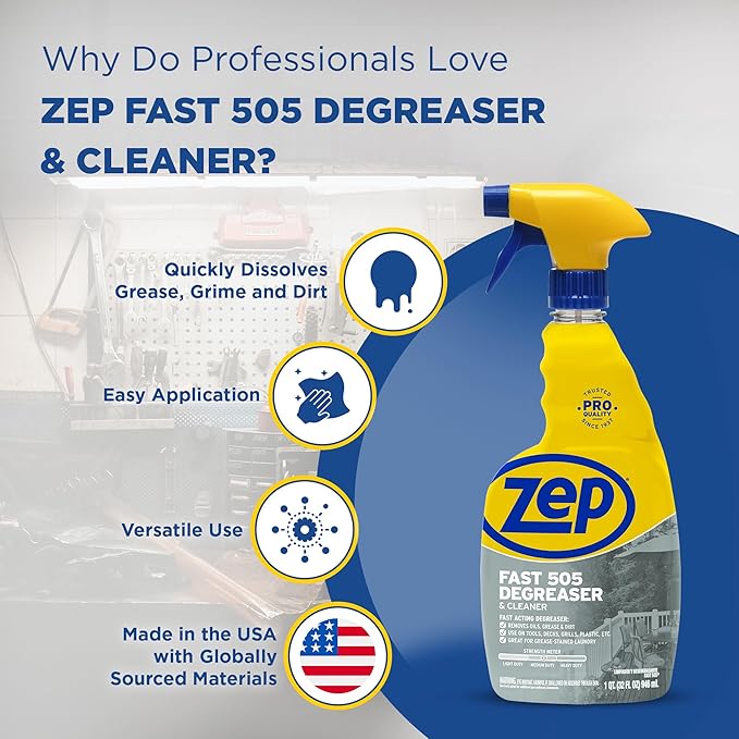 Zep Fast 505 Cleaner and Degreaser - 32 Ounce (Case of 12) - ZU50521 - Great for Grills, Plastics, Metal, and More!