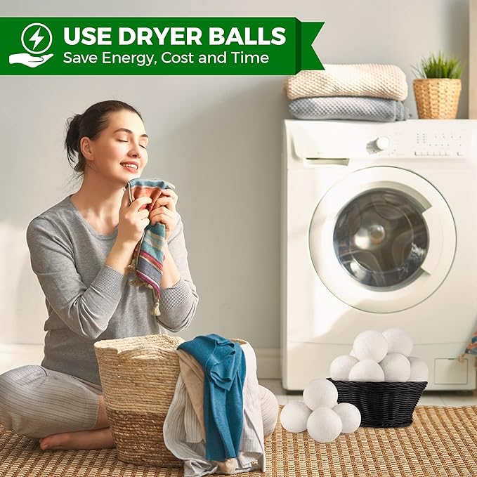 Wool Tumble Dryer Balls– Eco-Friendly Organic Fabric Softener, Reduce Wrinkles & Drying Time, Save Energy, Reusable, Handmade, 100% New Zealand Wool, Baby Safe, Unscented, XL Size (Pack of 4)