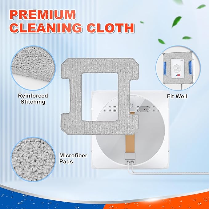 12 Pack Cleaning Rag Compatible with Ecovacs Winbot W2 Omni, W1, W1 Pro Window Vacuum Cleaner Robot, Washable and Reusable W2 Omni Mop Cloth W1 Mop Pad Accessories, Gray