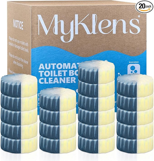 Toilet Bowl Cleaner Tablets, Automatic Toilet Bowl Cleaners, Long-Lasting Toilet Tabs Drop in Tank for Deodorizing & Descaling, Blue & Yellow, 20 Packs