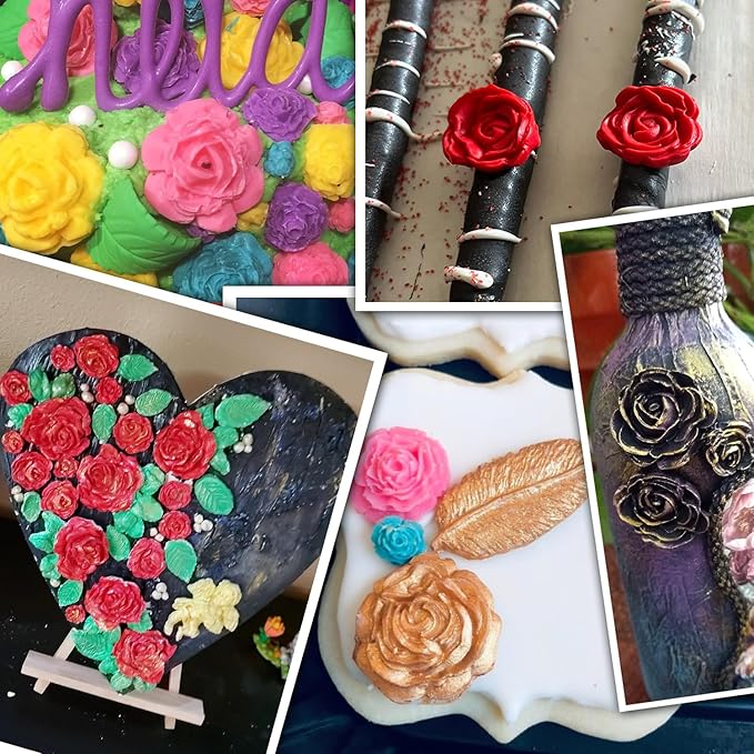 3 Pcs Flower Silicone Molds for Fondant, Chocolate, and Candy, 3D Rose Sunflower Daisy and Leaf Shapes for Cake Decorating, Sugarcraft, Soap, Candle, Jewelry Casting, and DIY Crafting