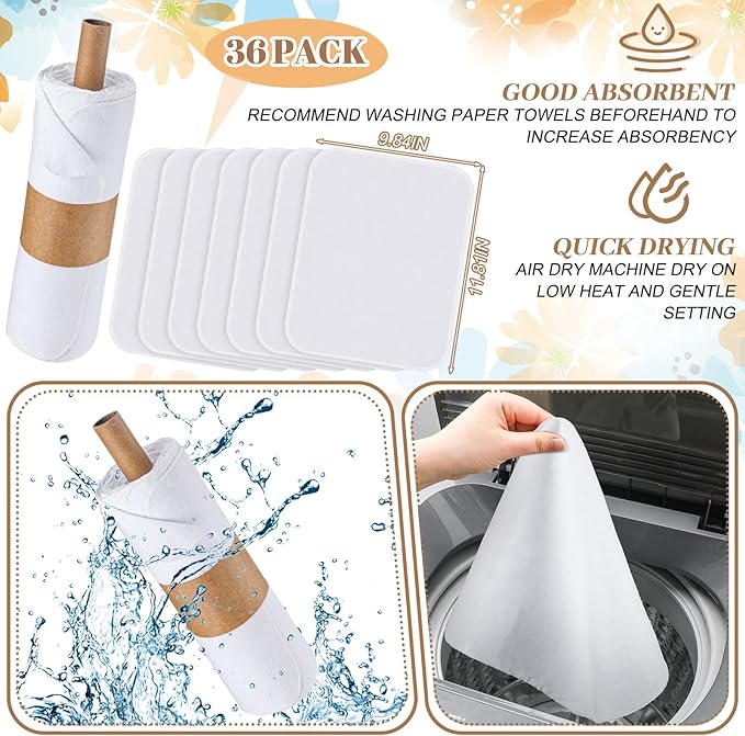 36 Pack Reusable Cleaning Cloths Washable Cotton Kitchen Towels for Home(Classic Style,White)