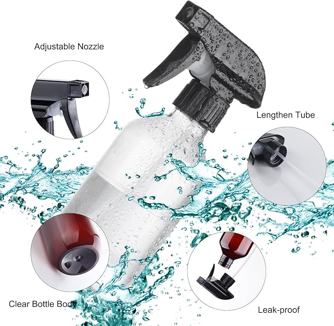 Teyssor Spray Bottles Water Spray Bottle 2 Packs- BPA Free -10 oz/300 ml Plastic Refillable Containers Fine Mist Small Spray Bottle with Adjustable Nozzle for Hair, Cooking, Cleaning