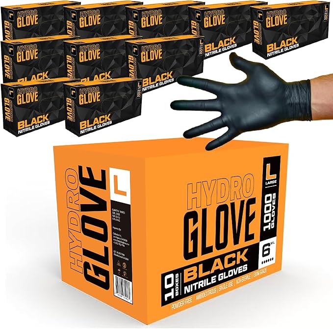 5-6 Mil HEAVY DUTY Black Nitrile Gloves, Powder Free, Latex-Free, Exam, Food, Mechanic, Tattoo Disposable Gloves