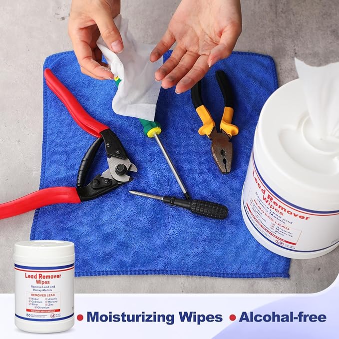Nuanchu 2 Pack Lead Remover Wipes 300 Count Hand & Surface Cleaning Wipes for Shooting Effectively Removes Lead Dust Oil Grime Disposable Towels for Mechanics Construction DIY, 150 Count Per Canister