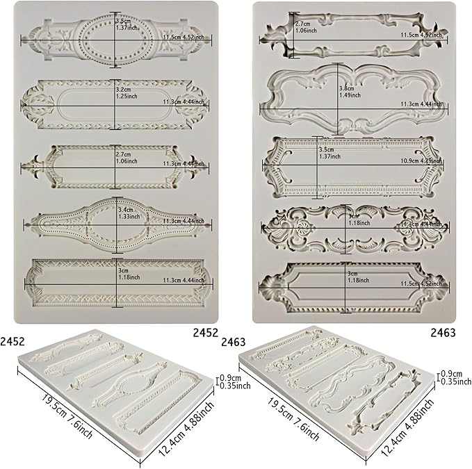 Baroque Style Silicone Molds 2-count Plaque and Object Labels