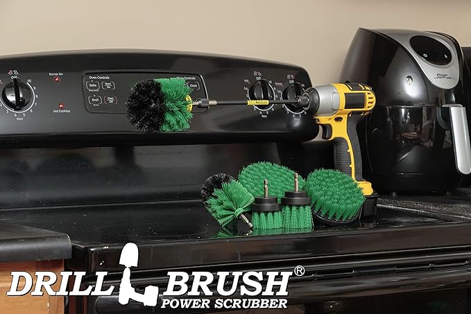 Kitchen Cleaning Supplies - Household Scrubber Set - Kitchen Cleaner Brushes - Oven Scrubbing Tools - Household Cleaning Supplies - Pan and Pot Scrub Brush for Home - Drill Brush Kit to Clean Fridge