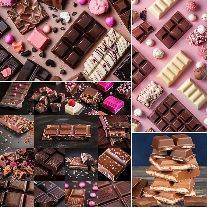 Palksky Chocolate Bar Mold Deep, 4PCS Silicone Chocolate Molds Thick for Dubai Chocolate Bar Pistachio, Non-Stick Thick Chocolate Bar Molds, Chocolate Making Supplies with 100PCS Bags