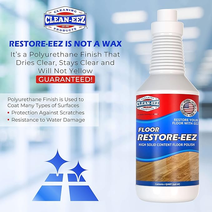 Clean-eez Ultimate Floor Restorer & Polish - Revitalize, Protect, Shine Wood, Laminate, Vinyl, Bamboo, Slate, Terracotta & More (1 Bottle)