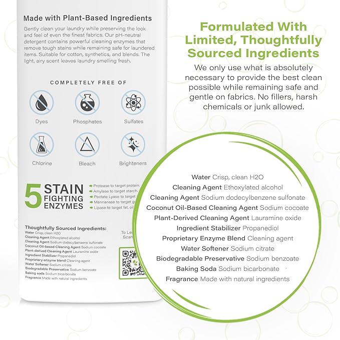 Heritage Park Luxury Laundry Detergent | Dermatologist Tested Plant based Natural & Enzyme Laundry Detergent | Sensitive Skin Friendly - Shore Breeze (32 fl oz)