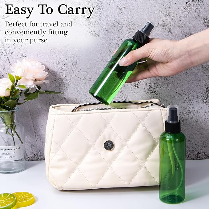 Yebeauty Spray Bottles for Essential Oils, 6.8oz Refillable Plastic Misting Spray Bottle Empty Atomizer Fine Mist Spray Bottle for Beauty Products Cleaning, 2 Pack Green