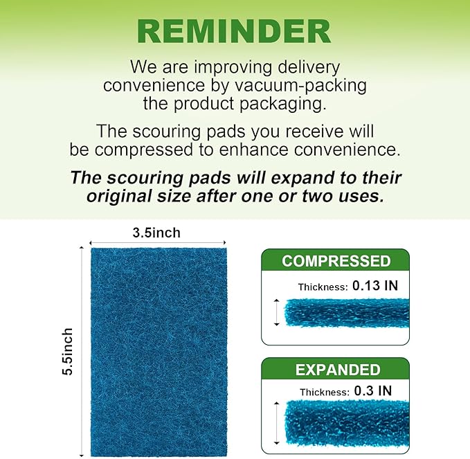 Non-Scratch Scouring Pads, 24Pcs Household Scour Pads for Kitchen, Garage and Outdoors, Reusable Dish Scrubber Pads for Pan and Metal Grill - Blue