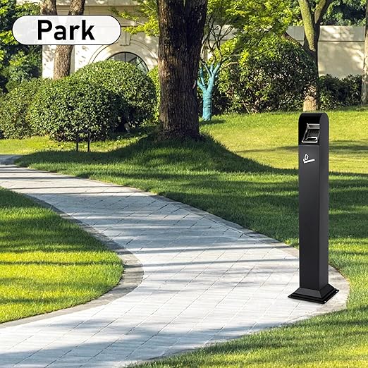 AIWFL Steel Trash Can Outdoor, Commercial Trash Bin with Removable Inner Bucket, Easy to Clean, All-Metal Construction, Standing Garbage Can for Porch/Guest Areas/Office/Balcony