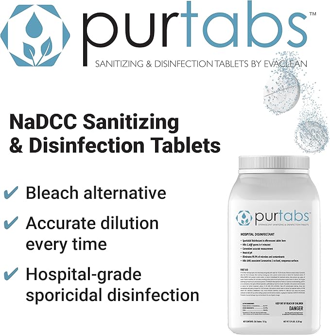 13.1G Sporicidal NaDCC Tablet Disinfectant - Multipurpose, Concentrated Dissolving Tabs for Bulk Solution, Use with Protexus Handheld Electrostatic Sprayers for Cleaning and Disinfecting