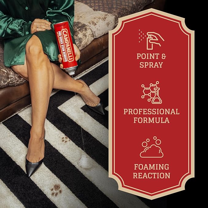 Campanelli Pro Series Stain Remover - 18oz Aerosol - Point & Spray Carpet Cleaner, Spot Remover, Great For Pet Stains & Odors, Upholstery, Fabrics, & More