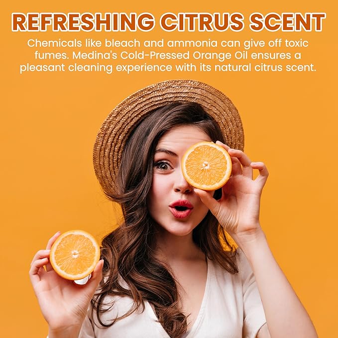 Medina Orange Oil Cleaner & Degreaser Concentrate - All Purpose Orange Oil Cleaner, Cabinet Cleaner Degreaser, Wood Degreaser for Kitchen Cabinets, Ideal for Mopping Floors & Automotive - 16oz