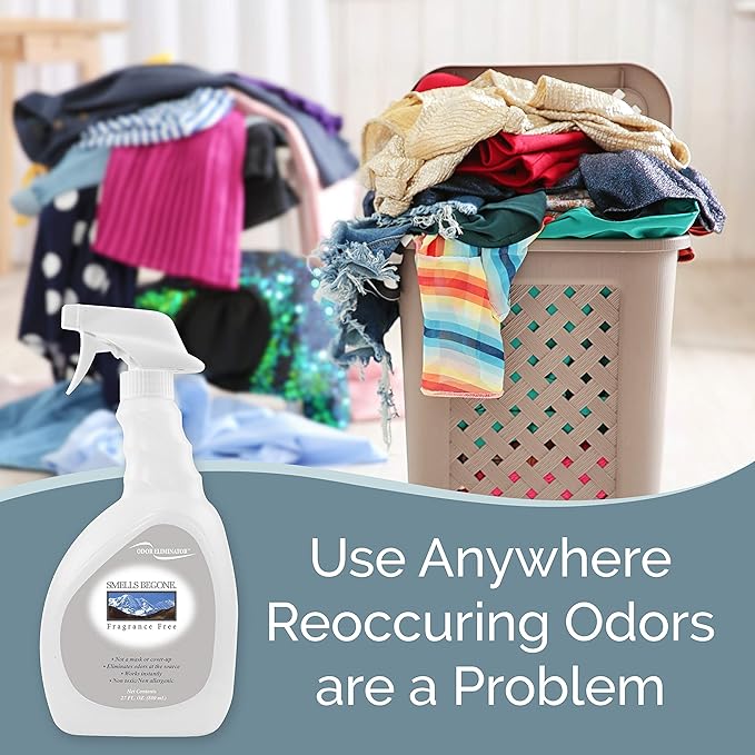 SMELLS BEGONE 27 oz Air Freshener Spray - Odor Eliminator - Eliminates Odors from Smoke, Trash Cans, Pets, Cars and Boats - Fragrance Free