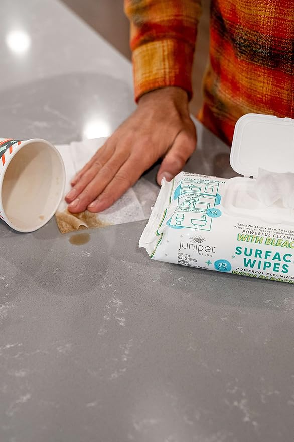 1 Pack Surface Wipes with Bleach, All-Purpose Cleaner for Bathroom, Kitchen, Office, 72 Count Soft Flow, Fresh Scent, Lint Free & Durable