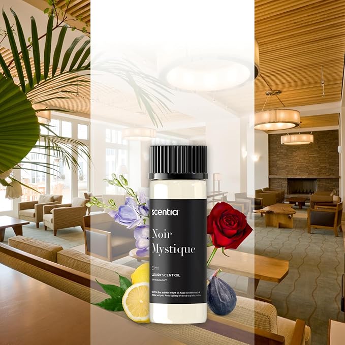 Scentia Noir Mystique – Hotel-Inspired Diffuser Oil, 20ml (0.67 fl oz) | Essential Oil Blend of Rose, Bergamot, Lemon & Musk | Luxury Aroma for Aromatherapy Diffusers & Humidifiers