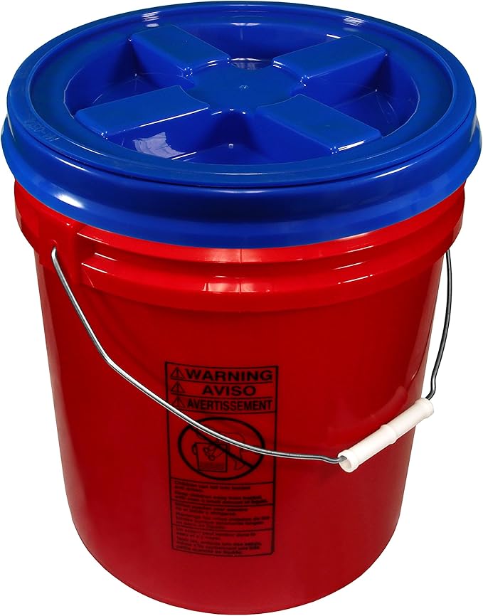 Red 5 Gallon 90 mil Bucket with Gamma Seal Lid (Blue)
